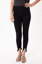 Load image into Gallery viewer, Black Fringe Bottom Skinny Jean
