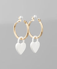 Load image into Gallery viewer, Heart Lock Dangle Hoops
