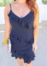Load image into Gallery viewer, Unforgettable Sleeveless Ruffle Mini Dress- Black
