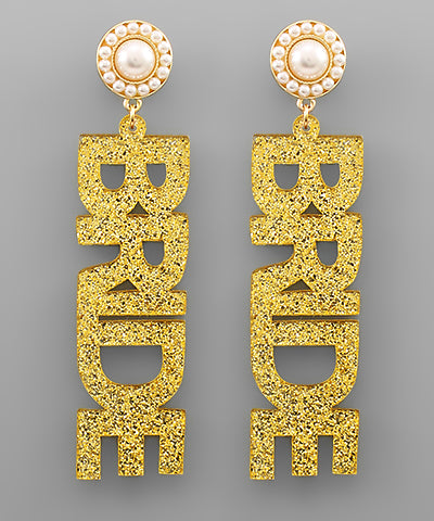 BRIDE Glitter Acrylic Earrings