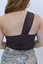 Load image into Gallery viewer, Extra Love One Shoulder Mesh Bodysuit- Chocolate
