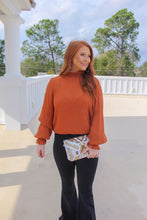 Load image into Gallery viewer, Kylie Crinkle Texture Smocked Blouse- Rust
