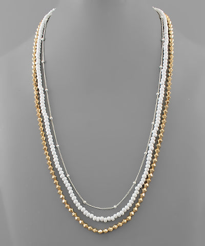Wood & Metal Bead Layer Necklace