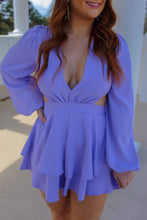 Load image into Gallery viewer, Asher Deep V Flutter Romper- Lavender
