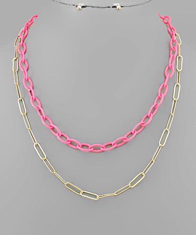 Metal & Acrylic Linked Necklace