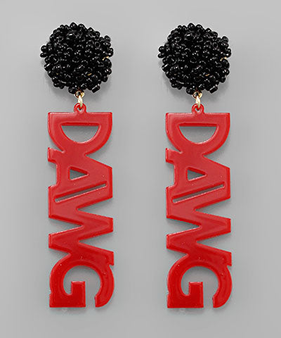 DAWG Letter & Pompom Earrings
