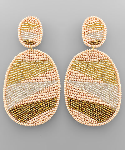 Geometric Pattern Oval Earrings