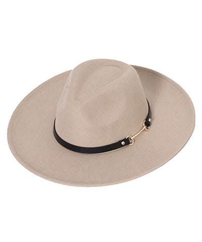 Leather Strap Wide Brim Hat