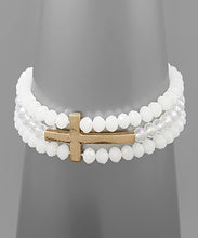 Load image into Gallery viewer, 3 Row Cross Charm Bead Bracelet
