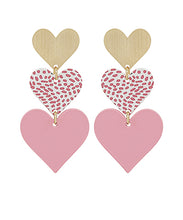 Load image into Gallery viewer, Triple Heart Color Coated Metal Earrings
