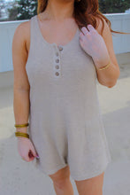 Load image into Gallery viewer, Adalyn Sleeveless Button Down Knit Romper- Taupe
