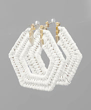 Load image into Gallery viewer, Raffia Wrapped Hexagon Hoops
