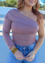 Load image into Gallery viewer, Janice One Shoulder Long Sleeve Bodysuit- Mauve
