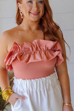 Load image into Gallery viewer, By My Side Ruffle Detail Tube Bodysuit- Salmon
