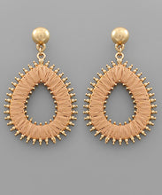 Load image into Gallery viewer, Raffia Wrapped Teardrop Earrings
