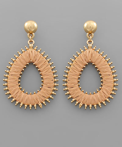 Raffia Wrapped Teardrop Earrings