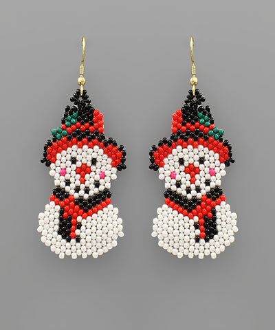 Christmas Snowman Bead Earrings