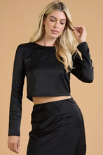 Load image into Gallery viewer, Out &amp; About Round Neck Crop Top- Black
