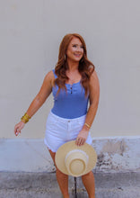 Load image into Gallery viewer, Space Babe Ribbed Bodysuit- Pale Indigo
