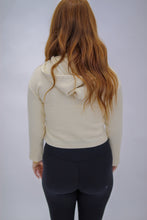 Load image into Gallery viewer, Waffle-Knit Half-Zip Crop Hoodie Pullover
