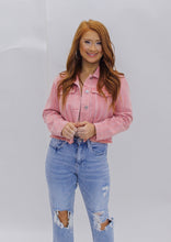 Load image into Gallery viewer, Marilyn Distressed Rhinestone Jacket- Pink
