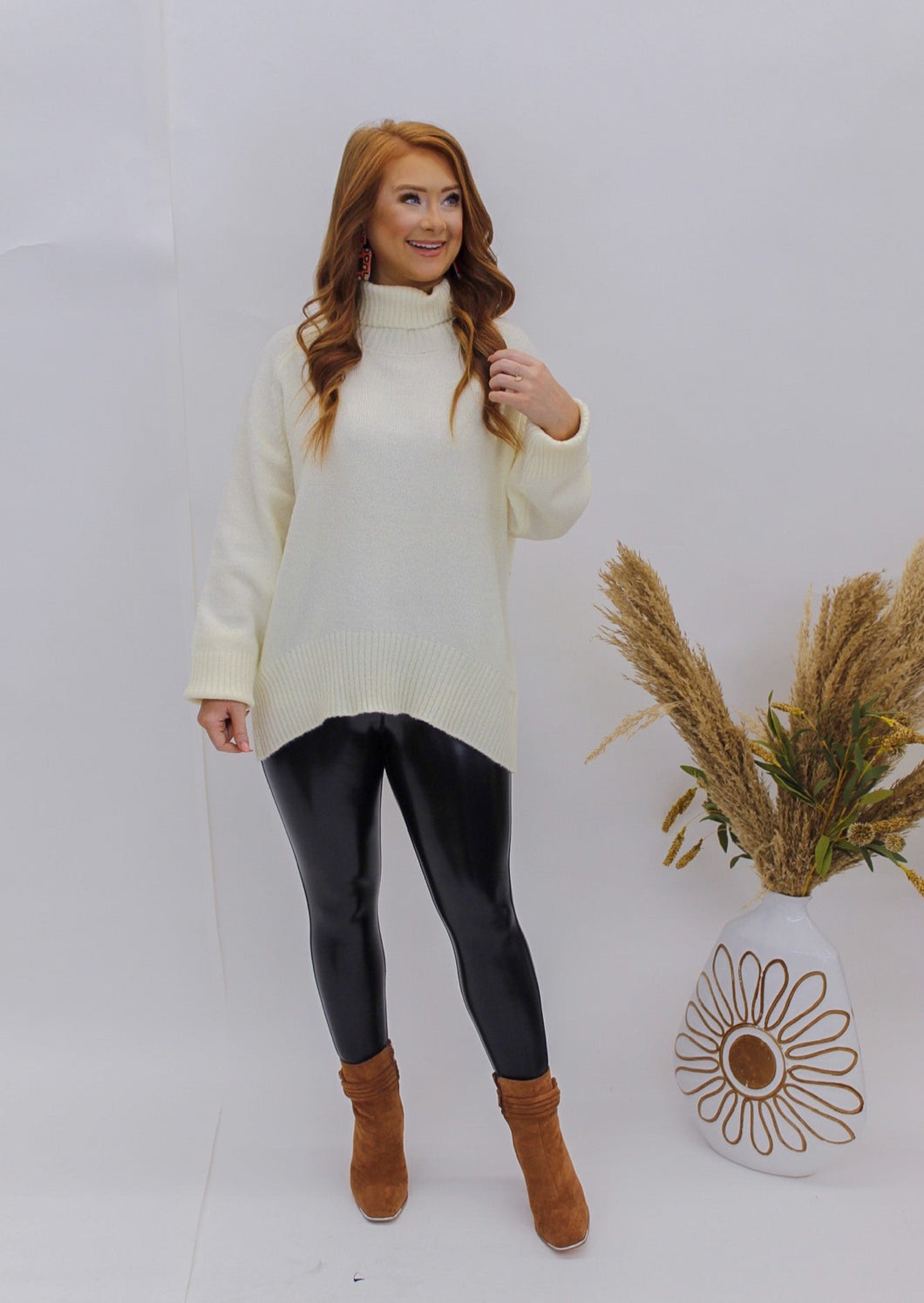 Dream State Turtle Neck Sweater- Cream