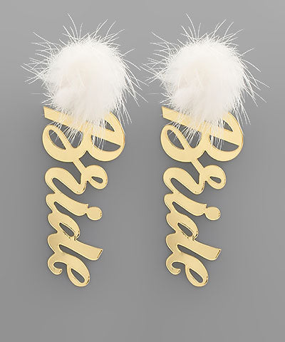 BRIDE Pom Pom Earrings
