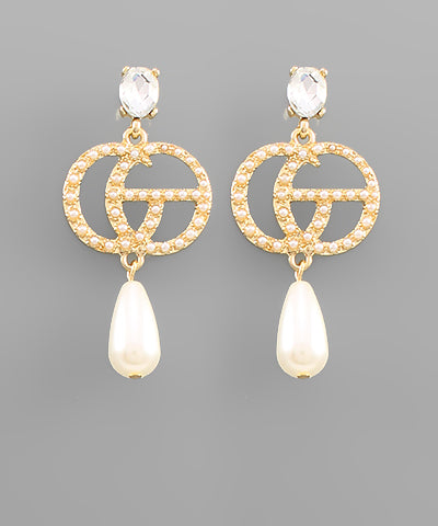 2 Circle & Teardrop Pearl Earrings