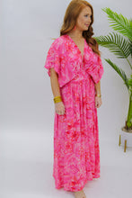 Load image into Gallery viewer, Flower Power Deep V Maxi-Pink Red
