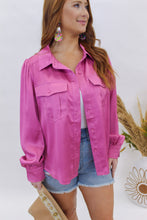 Load image into Gallery viewer, It Girl Satin Button Up Blouse- Pink
