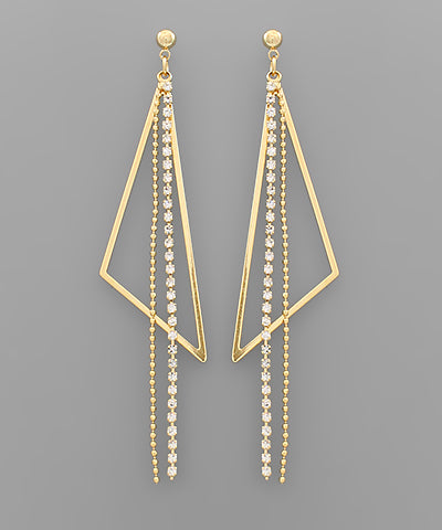 Triangle & Crystal Rows Earrings