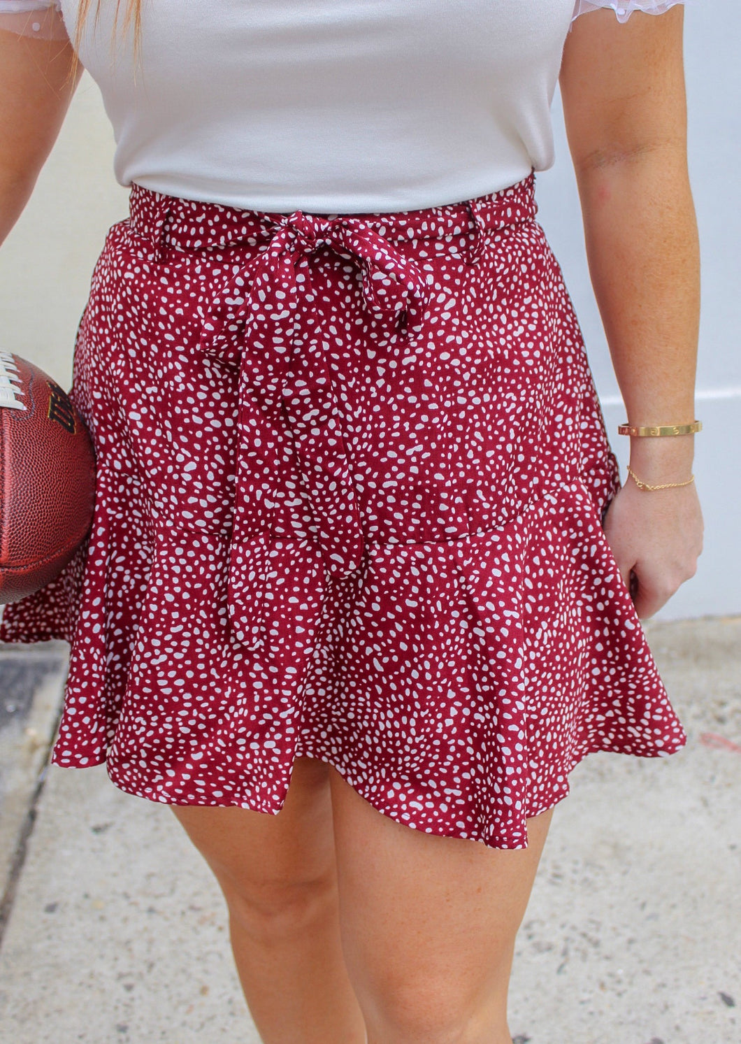 Emerson Polka Dot Skort- Wine
