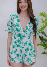 Load image into Gallery viewer, Garden of Love Printed Romper- Green
