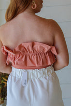 Load image into Gallery viewer, By My Side Ruffle Detail Tube Bodysuit- Salmon
