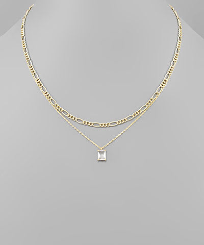 Double Chain Square Necklace