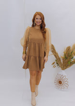 Load image into Gallery viewer, Divine Diva Chiffon Sleeve Dress- Tan
