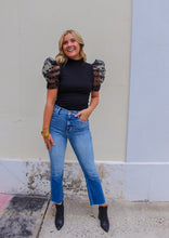 Load image into Gallery viewer, Kelaya Puff Sleeve Polka Dot Bodysuit- Black
