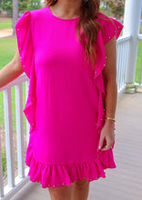 Load image into Gallery viewer, Doll Ruffle Embellished Dress- Barbie Pink
