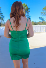 Load image into Gallery viewer, Holland Ruched Midi Dress- Kelly Green
