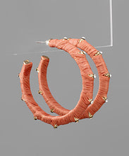 Load image into Gallery viewer, Crystal Deco Raffia Wrap Hoops
