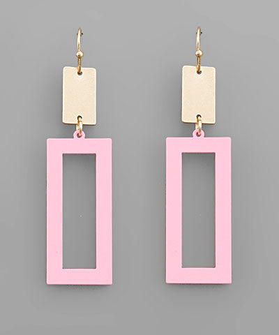 Color Coated Rectangle Earrings
