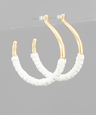 Raffia Wrapped Circle Hoops