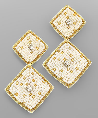 2 Beaded Square Earrings