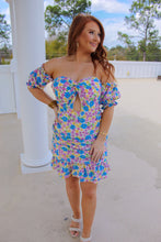 Load image into Gallery viewer, Natasha Off Shoulder Floral Dress- Blue
