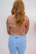 Load image into Gallery viewer, Keep a Secret Satin Open Tie Top- Brown Mauve
