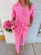 Load image into Gallery viewer, Pinky Utility Waist Tie Jumpsuit- Pink
