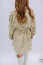 Load image into Gallery viewer, Night Shine Pleaded Shirt Dress- Gold
