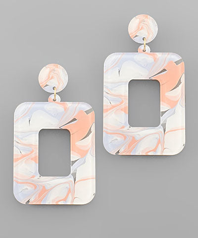 Color Mixed Rectangle Earrings