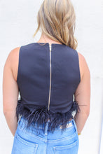 Load image into Gallery viewer, Eyes On You Feathered Crop Top- Black
