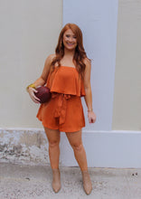 Load image into Gallery viewer, Dance Again Tired Ruffle Romper- Burnt Orange
